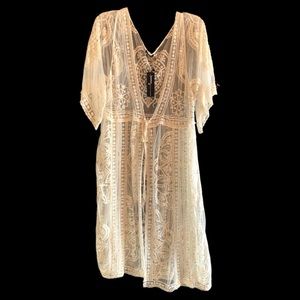 Janice Cream/Ecru Lace Cardigan/Duster - OS